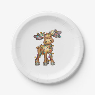 Moose Christmas Paper Plate
