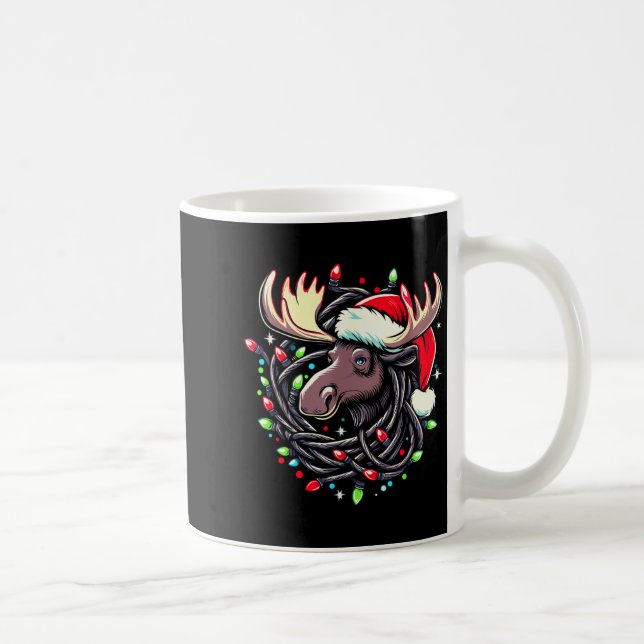 Moose Christmas Santa Hat Lights Moose For Kids Wo Coffee Mug (Right)