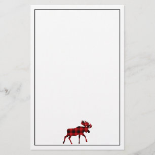 Moose Classic red black plaid  Stationery
