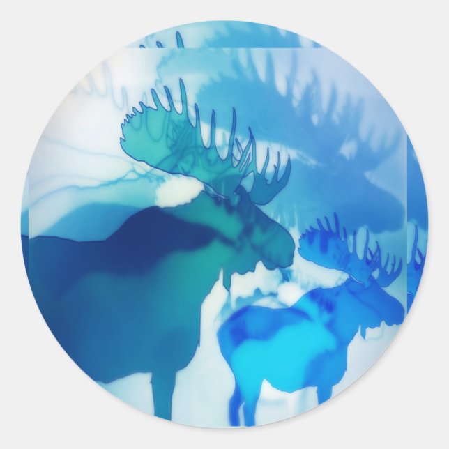 moose classic round sticker (Front)