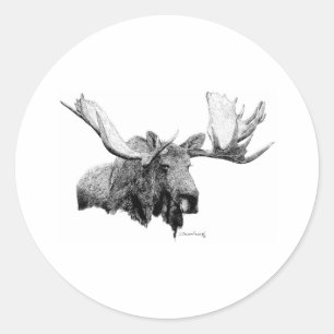 Moose Classic Round Sticker