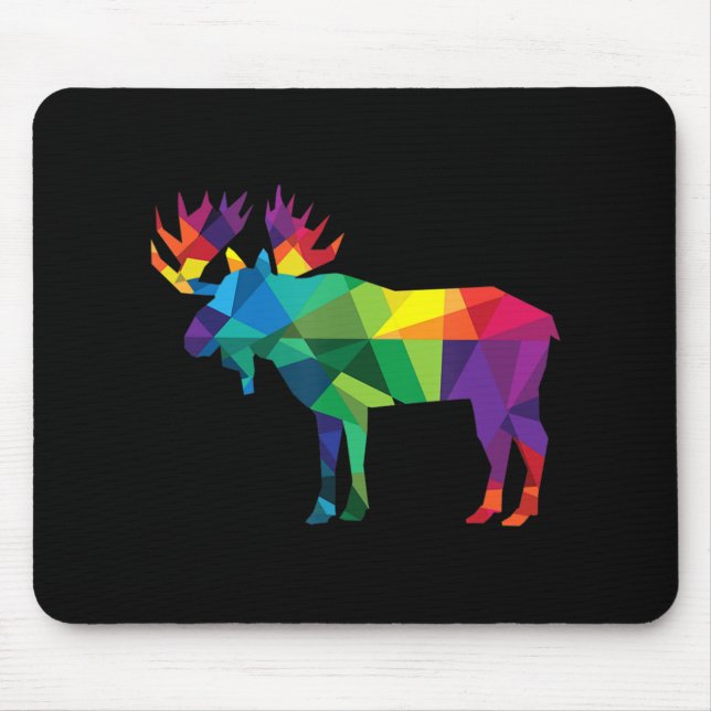 Moose colourful low poly art HUNTING theme hunters Mouse Mat (Front)