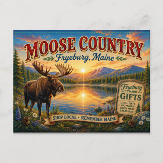 Moose Country Fryeburg Maine Nostalgic Postcard