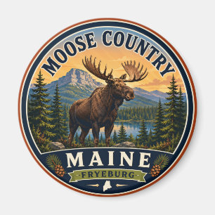 Moose Country Fryeburg Maine Round Magnet