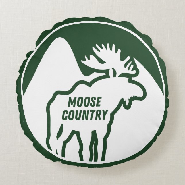 Moose Country Mountains Round Cushion (Front)