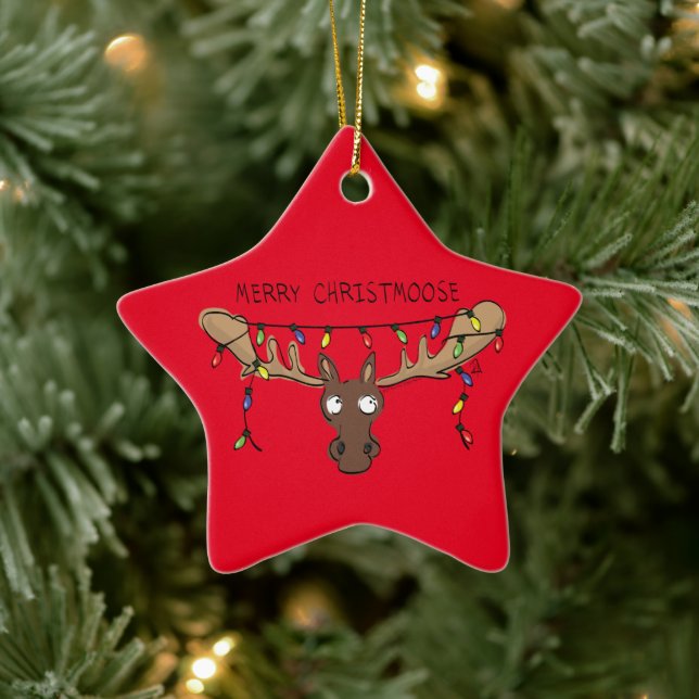 Moose Cute Funny Christmas Ceramic Tree Decoration (Tree)