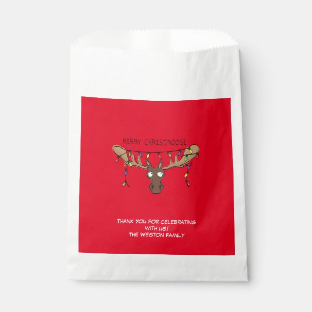 Moose Cute Funny Christmas Favour Bags (Front)
