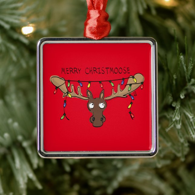 Moose Cute Funny Christmas Metal Tree Decoration (Tree)