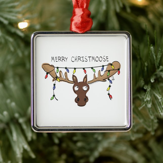 Moose Cute Funny Christmas Metal Tree Decoration (Tree)