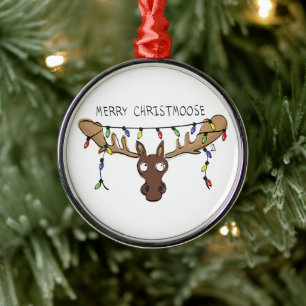 Moose Cute Funny Christmas Metal Tree Decoration