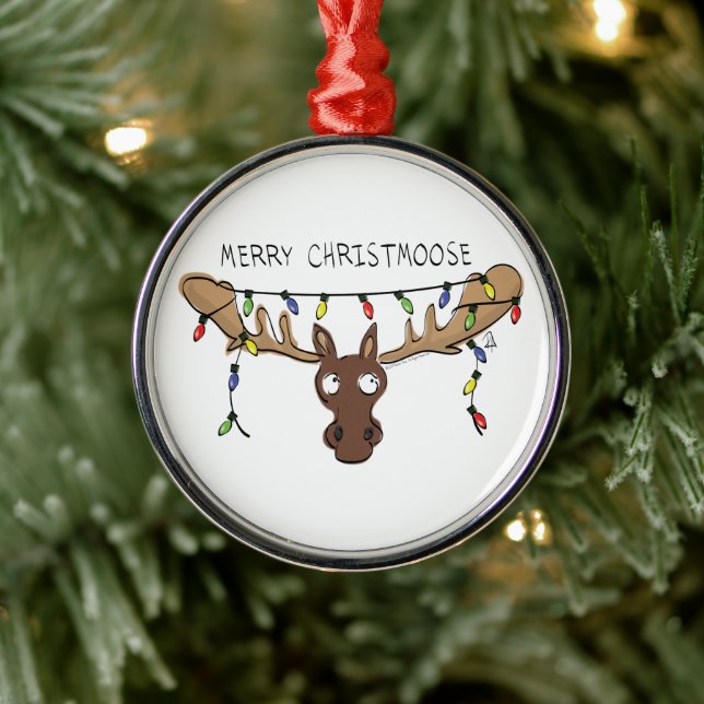 Moose Cute Funny Christmas Metal Tree Decoration (Tree)