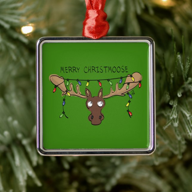 Moose Cute Funny Christmas Metal Tree Decoration (Tree)