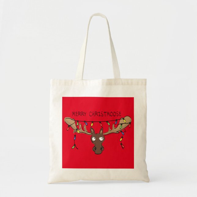 Moose Cute Funny Christmas Tote Bag (Front)