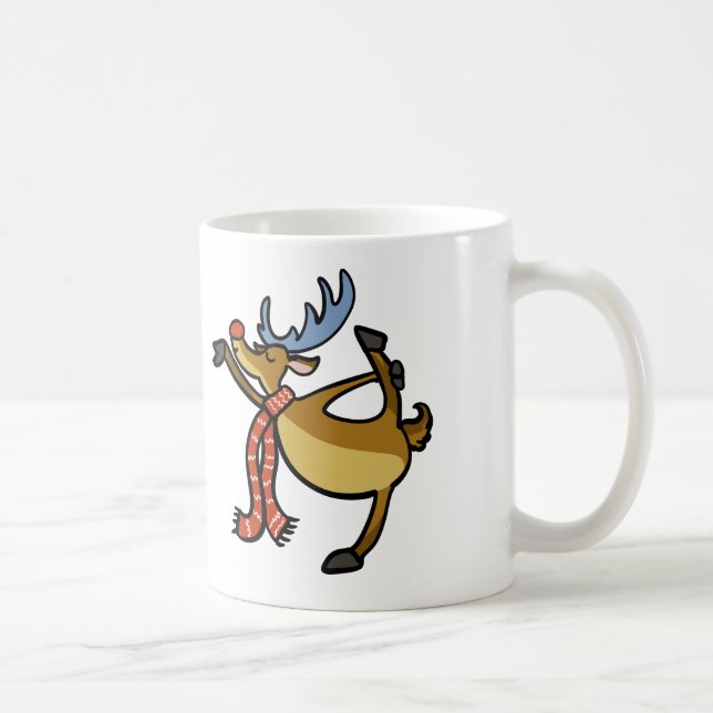 Moose dancing cartoon | choose background colour coffee mug (Right)