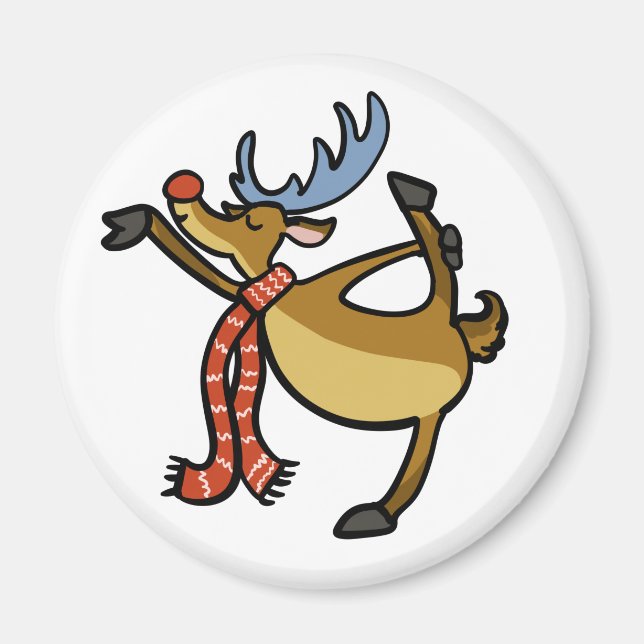 Moose dancing cartoon | choose background colour magnet (Front)