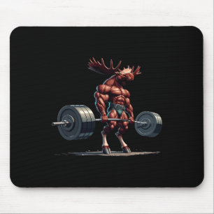 Moose Deadlifting Gym Humour Weightlifting Fitness Mouse Mat