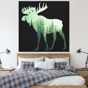 Moose Deer And Forest Nature Canvas Print