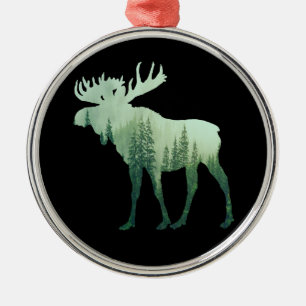 Moose Deer And Forest Nature Metal Tree Decoration
