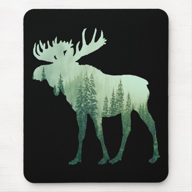 Moose Deer And Forest Nature Mouse Mat (Front)