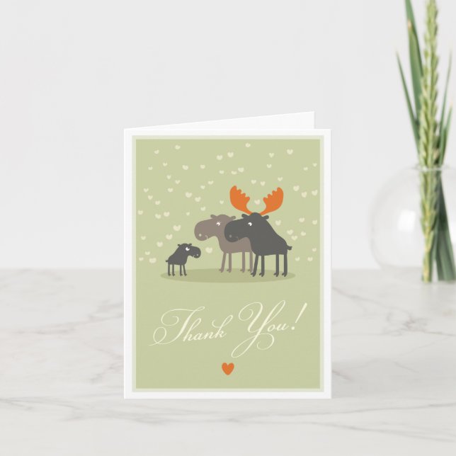 Moose Deer Family Baby Shower Thank You Card (Front)