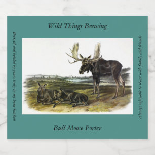 Moose Deer (Moose - Alces alces) by Audubon Beer Bottle Label