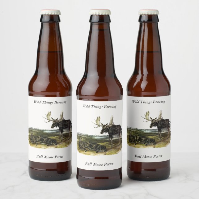 Moose Deer (Moose - Alces alces) by Audubon Beer Bottle Label (Bottles)