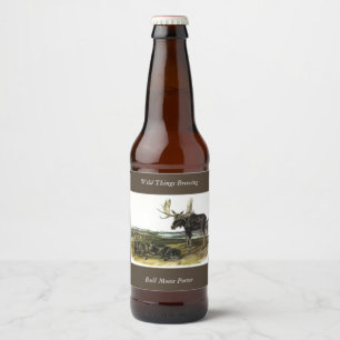 Moose Deer (Moose - Alces alces) by Audubon Beer Bottle Label