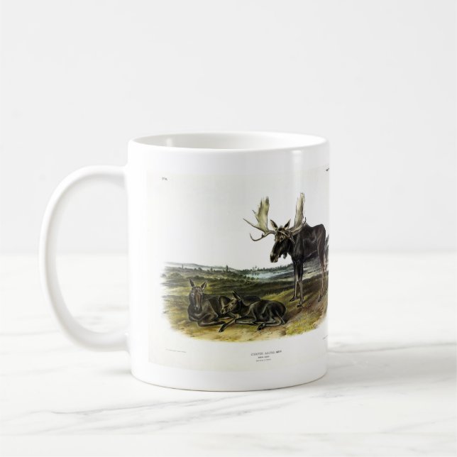 Moose Deer (Moose - Alces alces) by Audubon Coffee Mug (Left)