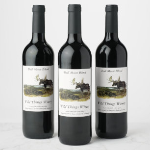 Moose Deer (Moose - Alces alces) by Audubon Wine Label