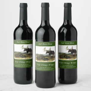 Moose Deer (Moose - Alces alces) by Audubon Wine Label