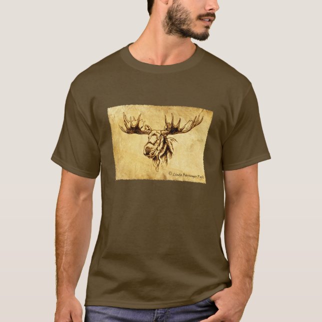 Moose Drawing Straight Edges T-Shirt (Front)