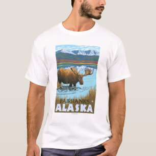 Moose Drinking at Lake - Fairbanks, Alaska T-Shirt