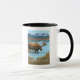 Moose Drinking at Lake - Montana Mug