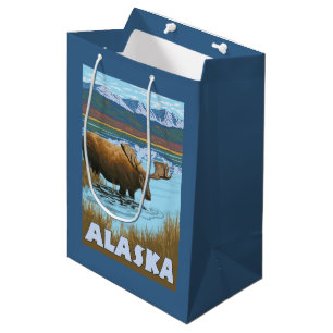 Moose Drinking Water Vintage Travel Poster Medium Gift Bag