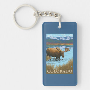 Moose DrinkingColorado Key Ring