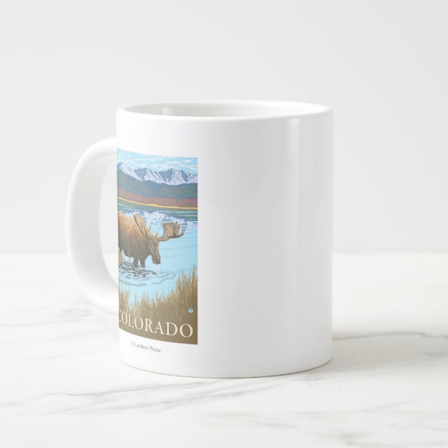 Moose DrinkingColorado Large Coffee Mug (Front Left)