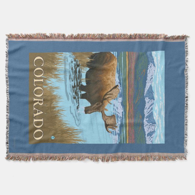Moose DrinkingColorado Throw Blanket (Front)