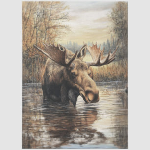 Moose During Autumn Decoupage Tissue Paper