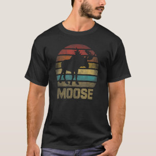 Moose Elk Deer Animal Retro Sunset 1 T-Shirt