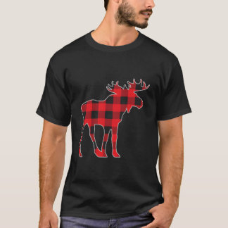 Moose Elk Plaid Buffalo Check Pajama Lumberjack Ch T-Shirt