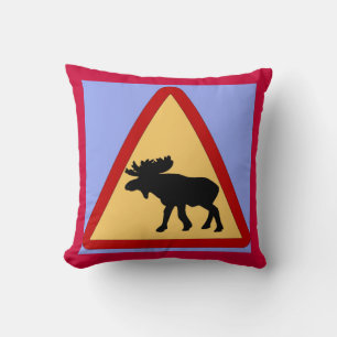 Moose (Elk) Road Sign, Germans, European Cushion