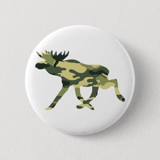Moose / Elk Woodland Camouflage / Camo 6 Cm Round Badge (Front)