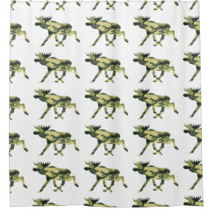 Moose / Elk Woodland Camouflage / Camo Shower Curtain
