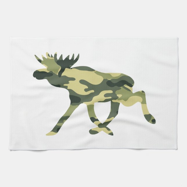 Moose / Elk Woodland Camouflage / Camo Tea Towel (Horizontal)
