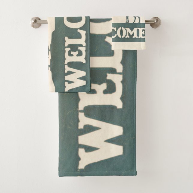 Moose Evergreen Trees Welcome Bath Towel Set (Insitu)