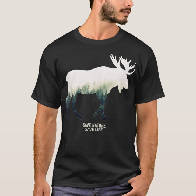 Moose Forest Animal Nature Environment Wilderness  T-Shirt (Front)