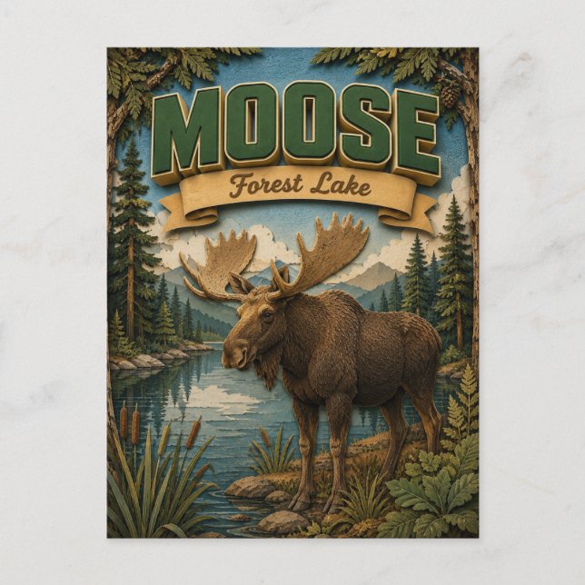 Moose Forest Lake POPCUT Postcard (Front)