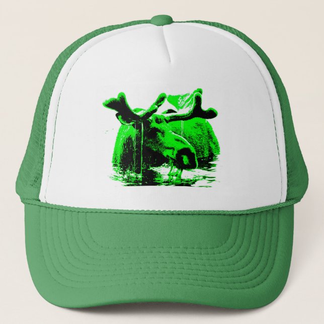 moose green trucker hat (Front)