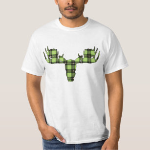 Moose Head Green and Black Plaid T-Shirt