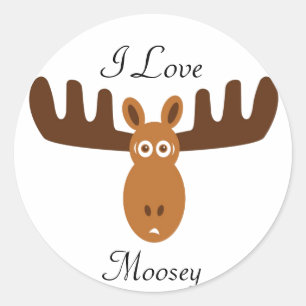 Moose Head_I Love Moosey Classic Round Sticker